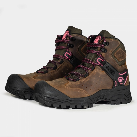 Brokk Bota Seguridad  - Café / Fucsia